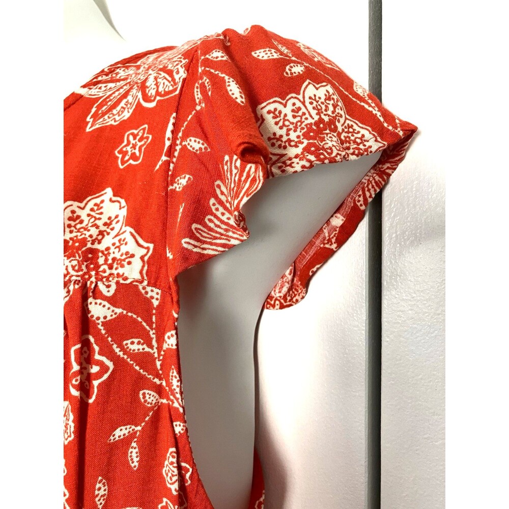 Sonoma Flutter Sleeve Lightweight Blouse Orangy Red & White Floral Size 0X - Picture 6 of 9